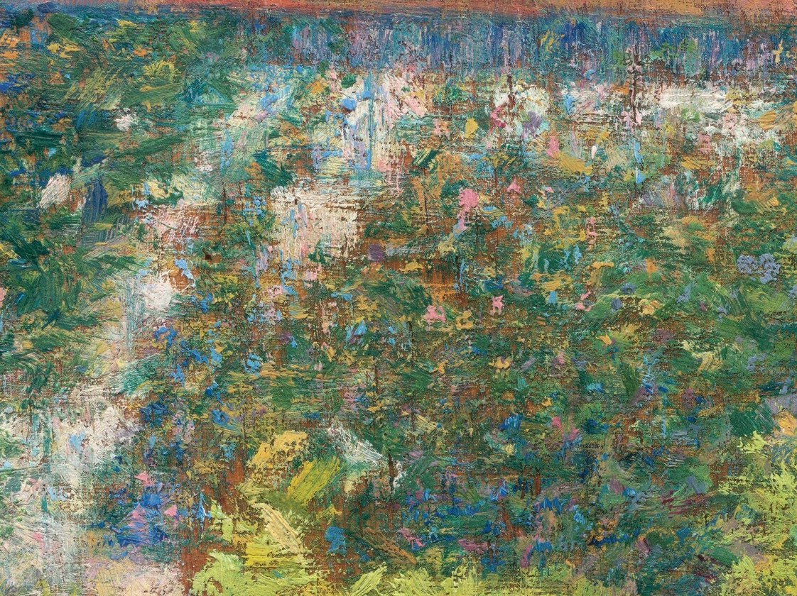 Seurat hinted at blossoms in the leaves.