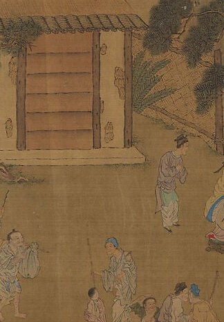 The mother instructs the children in Confucian order.