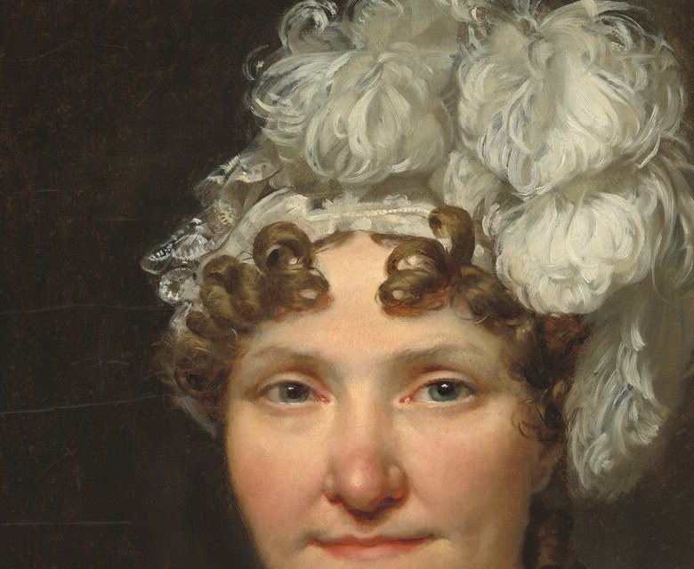 The sitter stares unflinchingly at the viewer with composed authority , David renders his own wife's judgment of the viewer, reversing the power dynamic of portraiture.