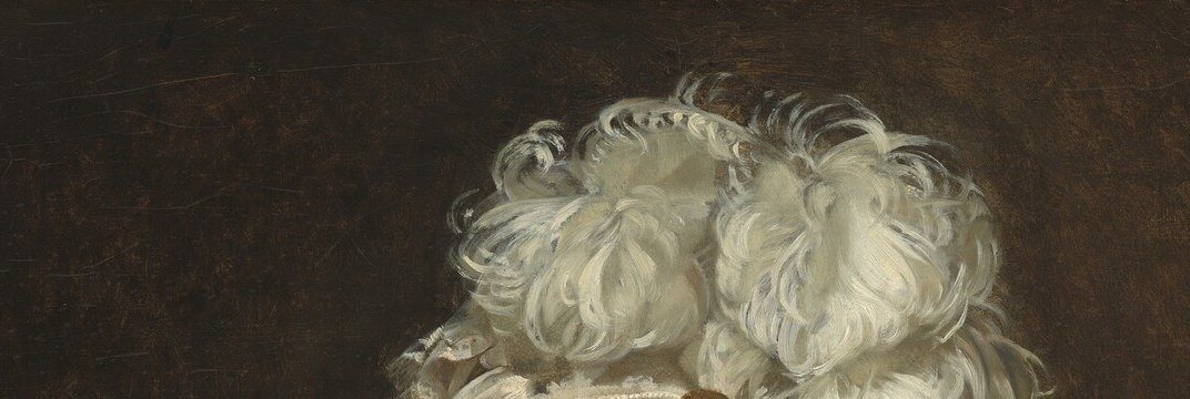 Empire-period fashionable headwear sitting high on the head; the elaborate lace and feather detail signals social station and documents 1813 Parisian dress precisely.