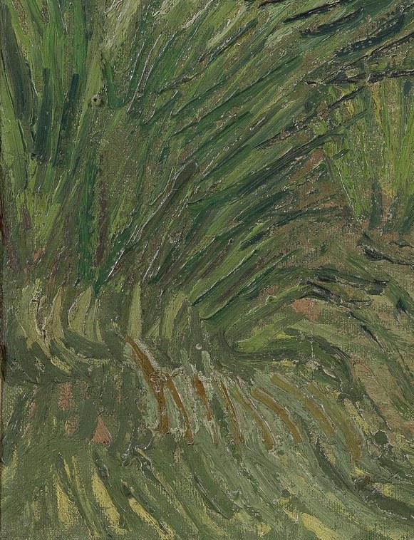 This area showcases Van Gogh's signature energetic brushwork, conveying the vitality of the garden.