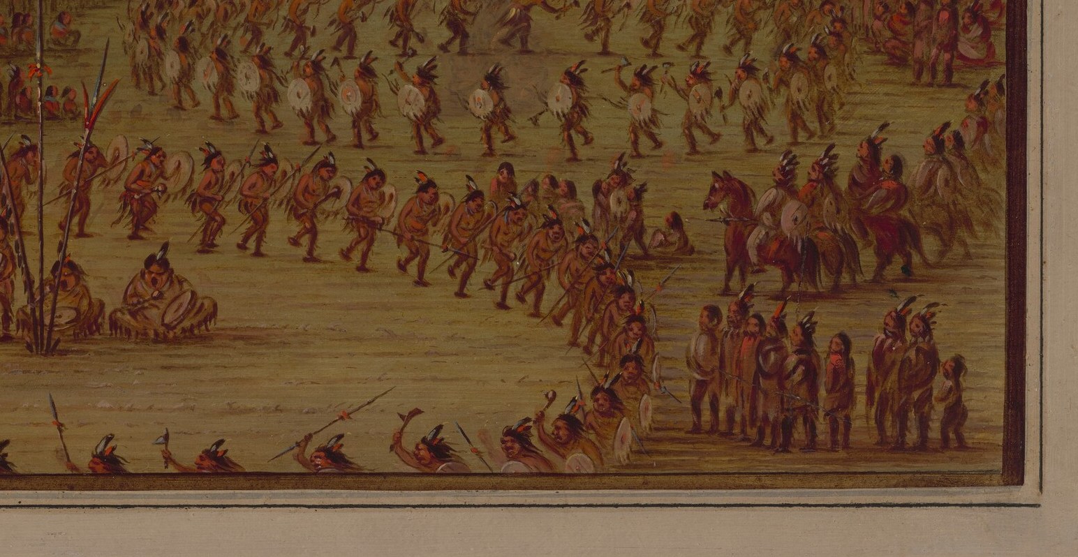 Here, Apache dancers move in a ceremonial circle.