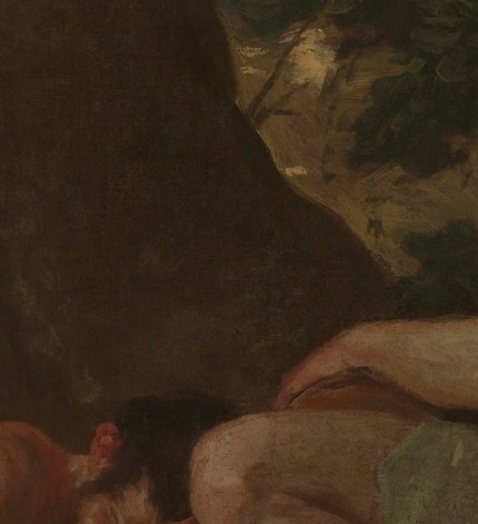 Is she sleeping, or frozen in gold? Poussin won't say.