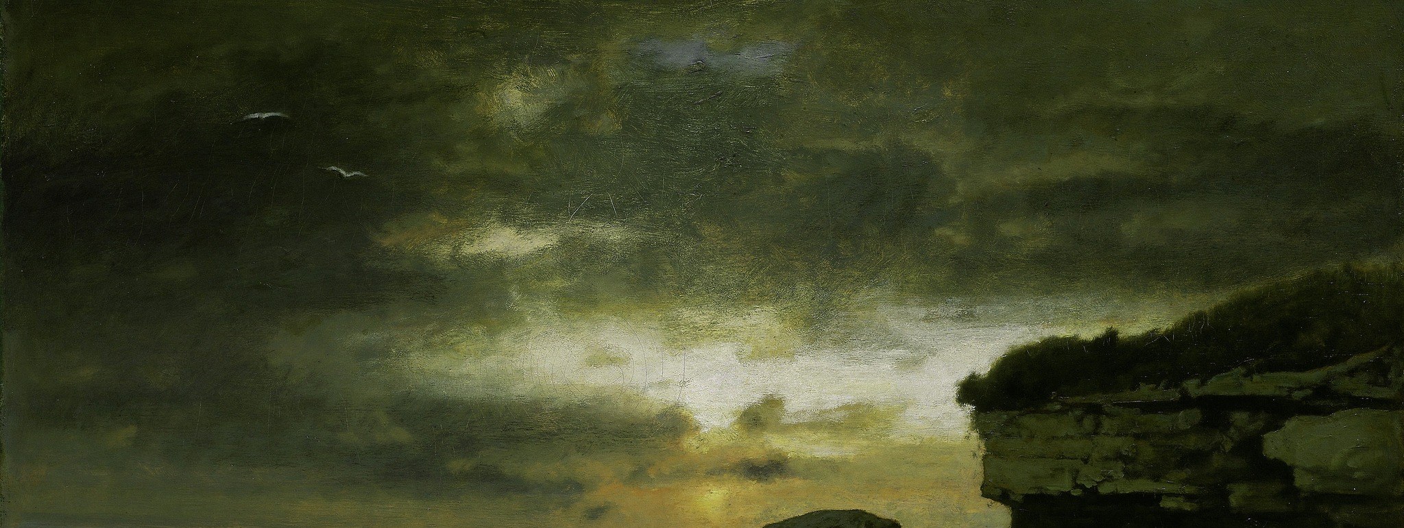 Look how thick impasto creates the brooding, heavy clouds.