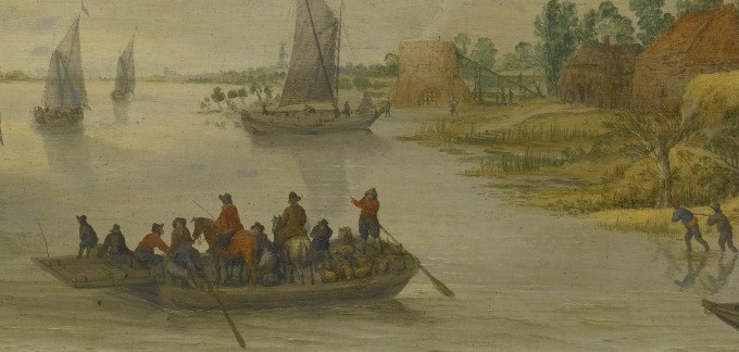 Look at the crowded ferry barge in the middle.