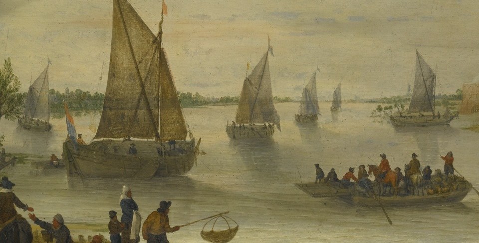 He moved to Utrecht and spent his life painting this: the busy, peaceful transit of safe rivers.