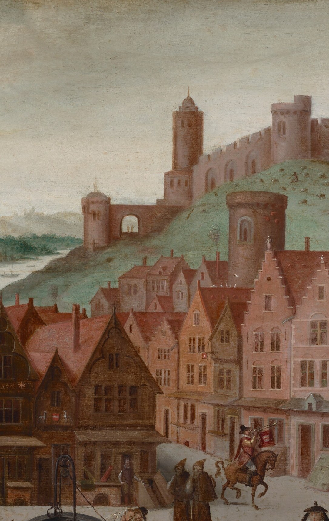 Architectural accuracy here is historically valuable , the step-gable style is distinctly Flemish and anchors the painting's topographical identity.