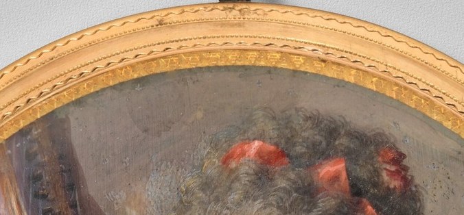 Large, darkly-outlined eyes that engage the viewer , crucial for a miniature designed to be held and studied at close range.