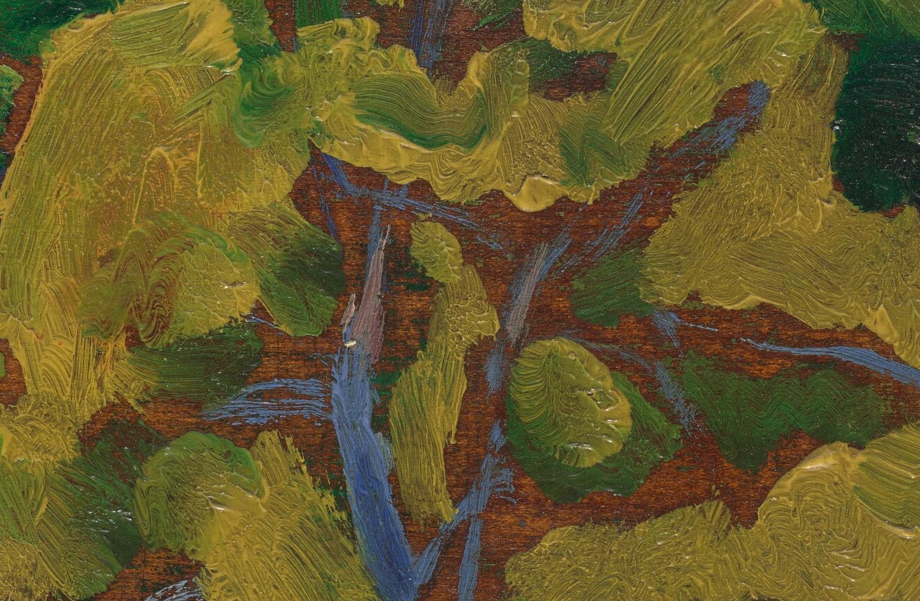 Every stroke is a deliberate act, emphasizing the paint itself.