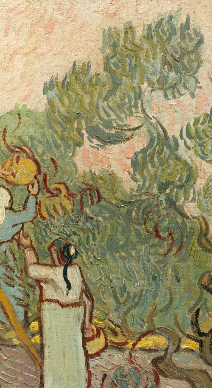 This ladder is the only straight line in the entire painting.