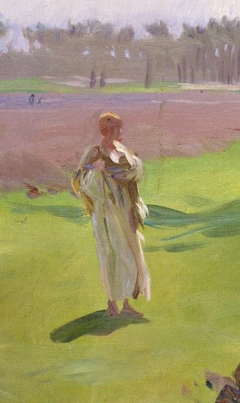 He travels to the Nile delta and paints the working afternoon.