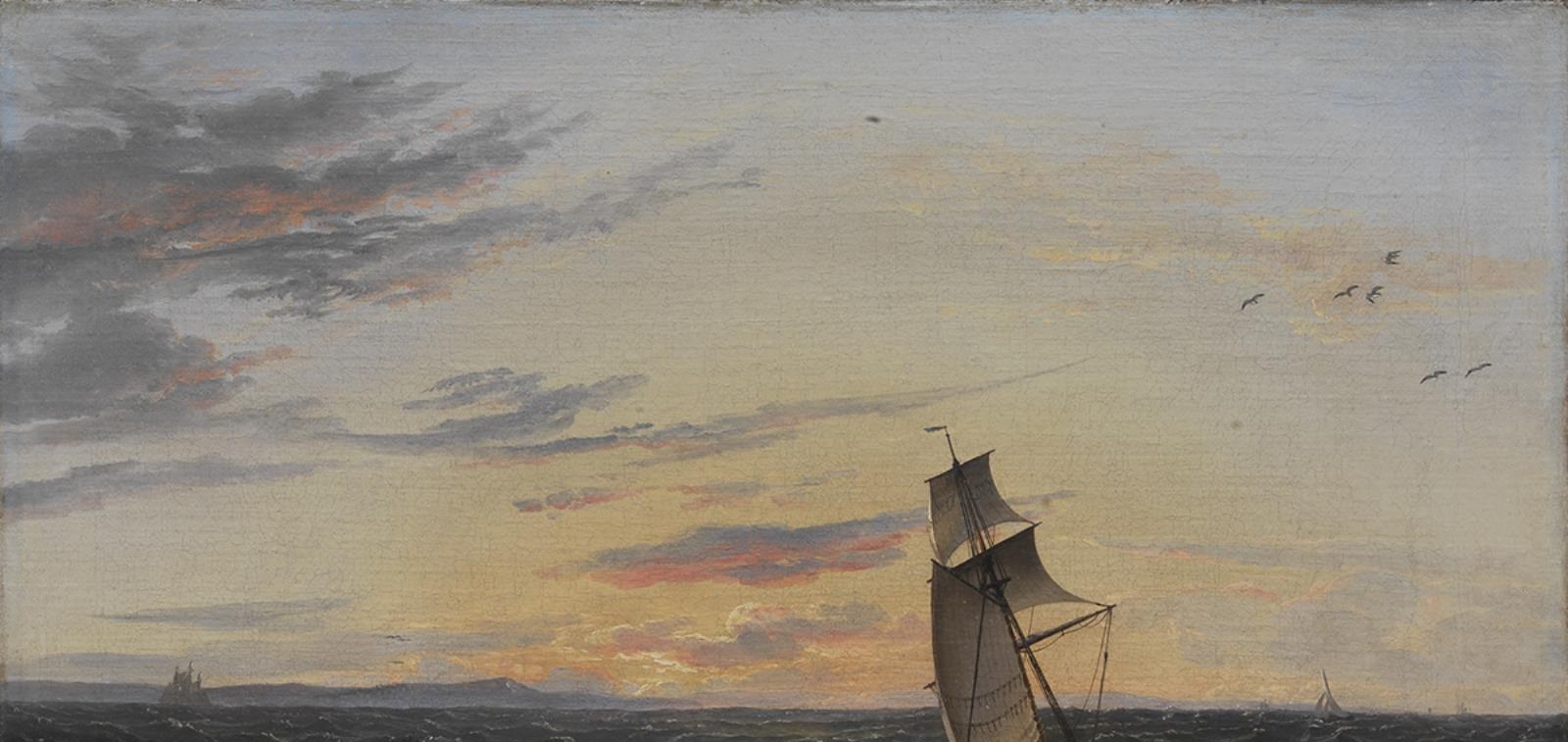 The interplay of dark storm clouds and the warm, fading light suggests a transition and lingering tension.