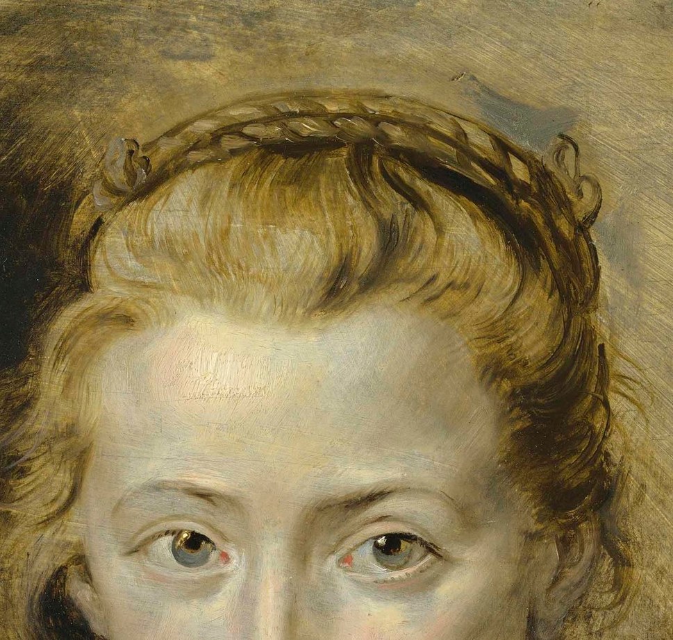 Rubens used thick paint, or impasto, on her hair and shoulders.