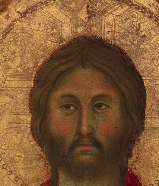 Look closely at the shimmering, decorated halo.