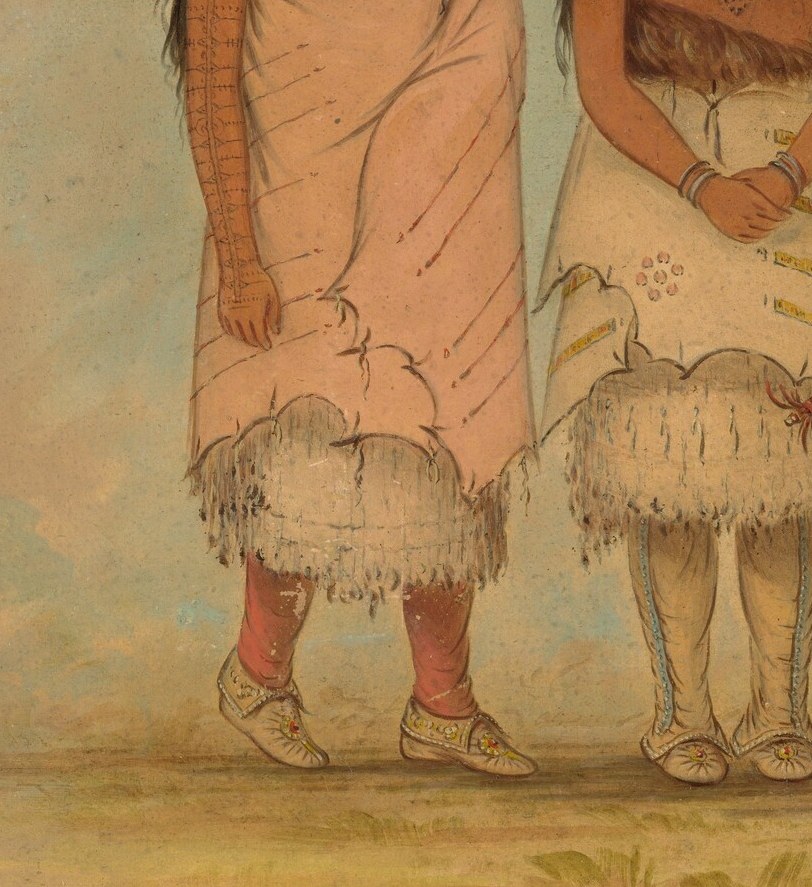 Look closely at the delicate fringe on the women's dresses.