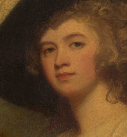 Romney, her painter, was known for these society portraits.