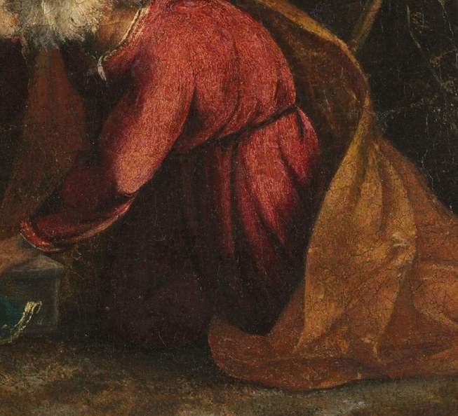 Joseph's red robe is intensely vibrant.