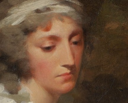 The soft rendering of her hair and the simple headband contribute to a naturalistic and unadorned appearance.