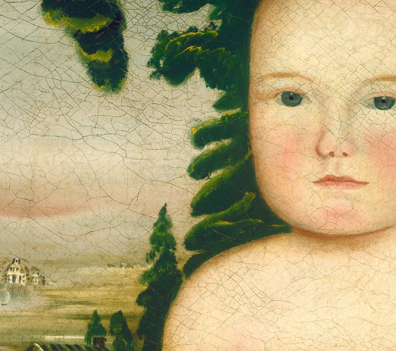 The visible craquelure across the surface adds a sense of age and fragility to the painting, hinting at its history.