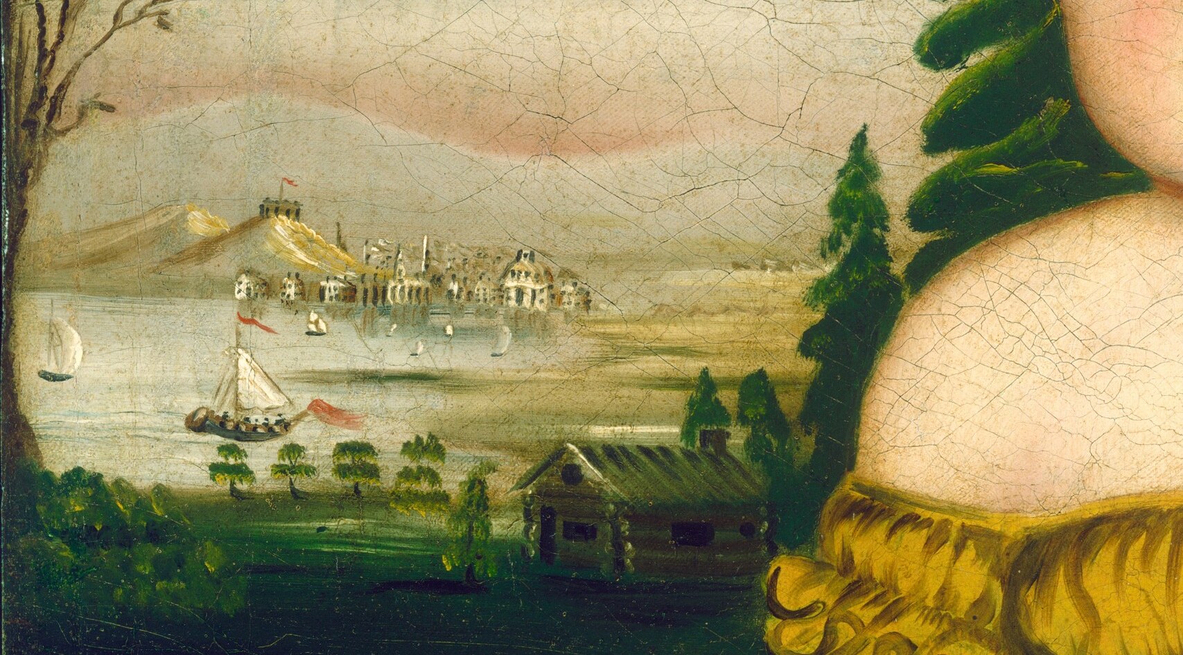 Beyond the child, a serene, miniature world unfolds.