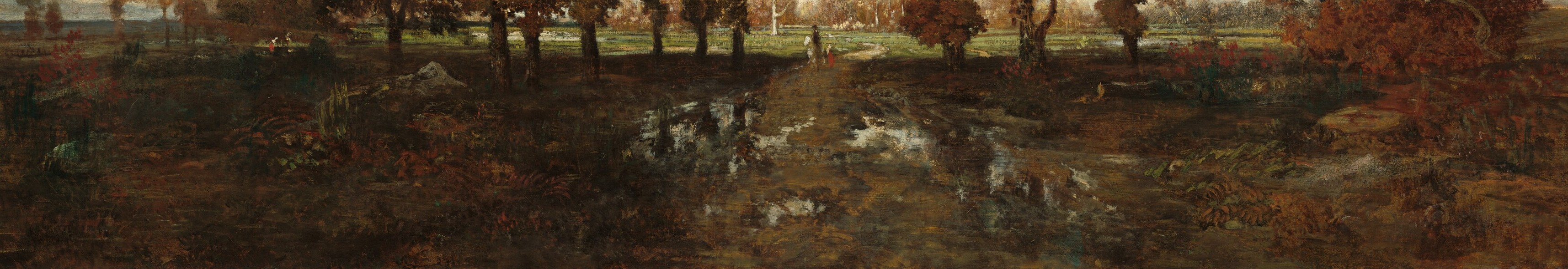 That same damp air reflects in the ground, dark and still.