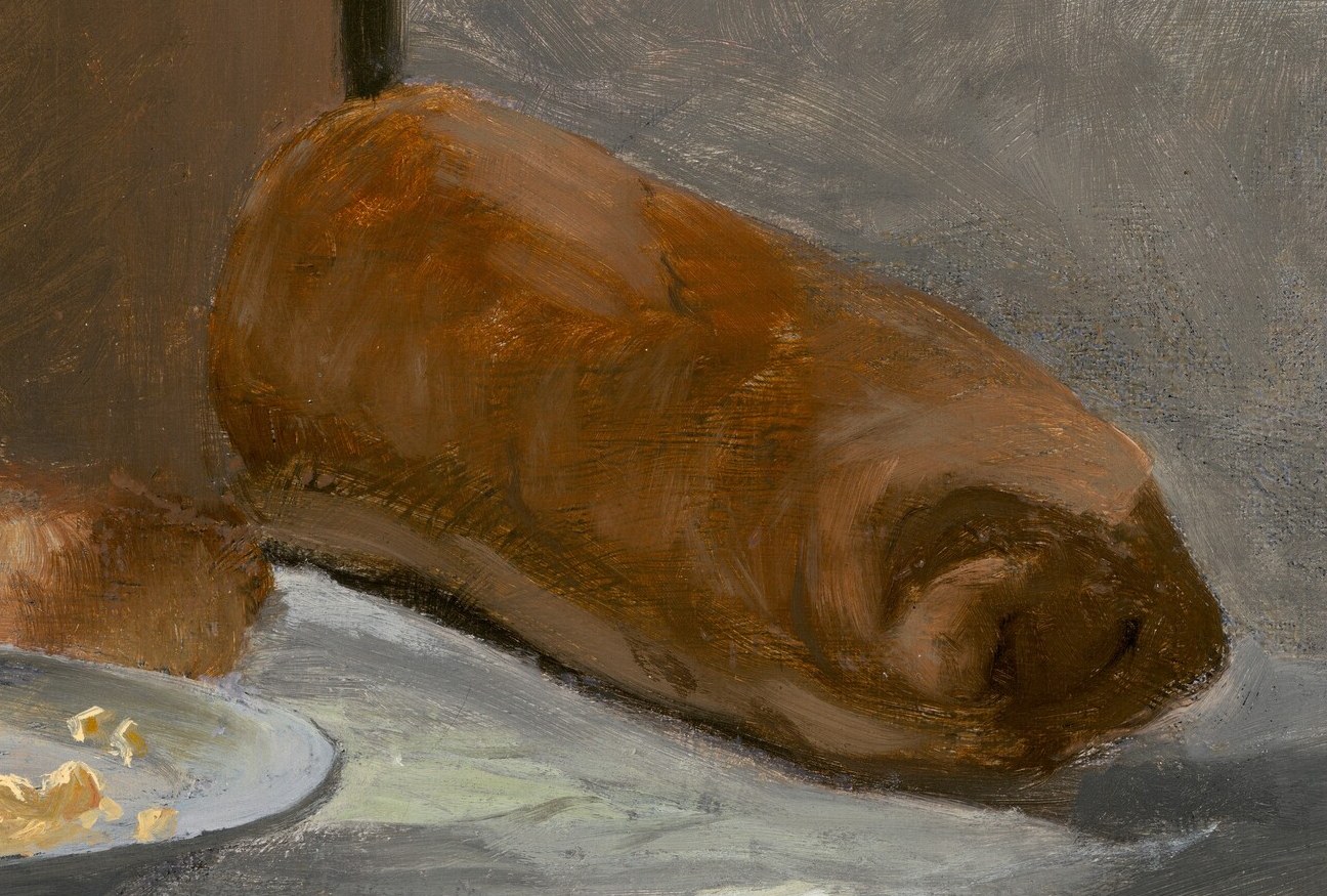 The bread, wine, and water are basic human sustenance.