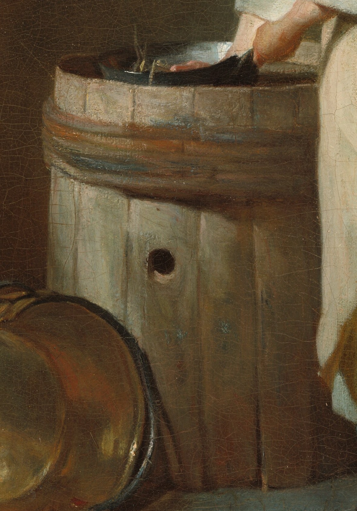 Then see the rough, weathered wood of the barrel.