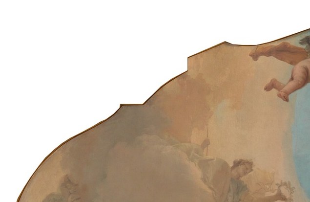Cherubs at this scale likely carry garlands or attribute objects that encode specific virtues claimed by the family , invisible here but a classic hidden-detail location at full resolution