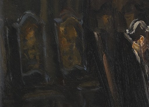 The seated figures are in contemplation or private conversation.