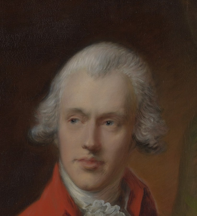 A gentleman in scarlet, steady and direct.
