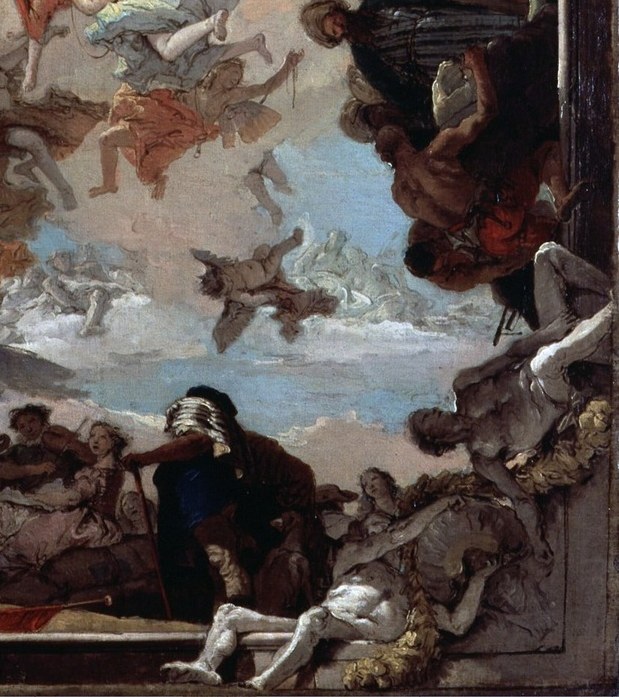 And opposite, with crown and white horse, Europe, seated above the rest.
