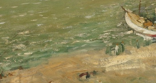 Look near the dock. Two tiny figures, almost hidden.