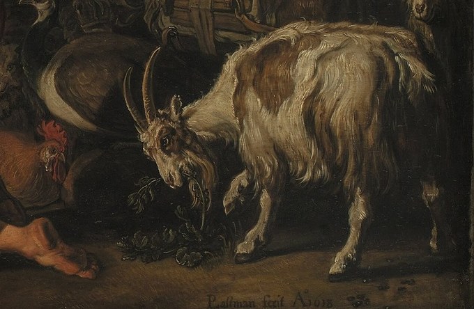 Their presence adds a touch of pastoral realism and perhaps symbolizes the journey or sustenance provided.