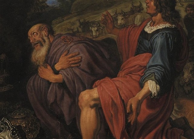 Old Tobit's face is filled with wisdom and piety.