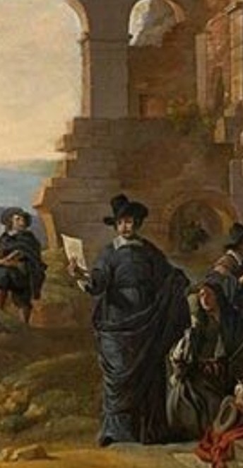 His focused gaze and the scroll suggest the pursuit of knowledge and learning.