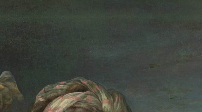 The turban deliberately echoes Guido Reni's sibyls, elevating a fashionable accessory into a classical allusion and giving the scene its 'faintly sacred air.'