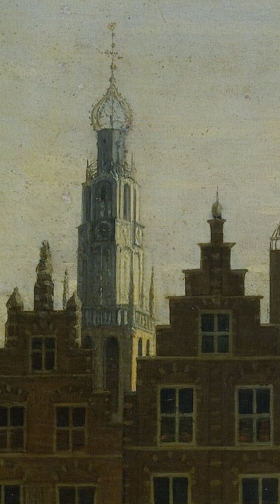 Its height and distinct architecture suggest a significant landmark, possibly a church or civic tower.