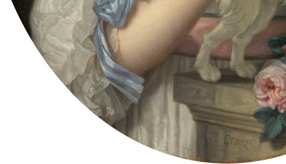 The pink roses are barely finished, loose strokes that reward close reading.