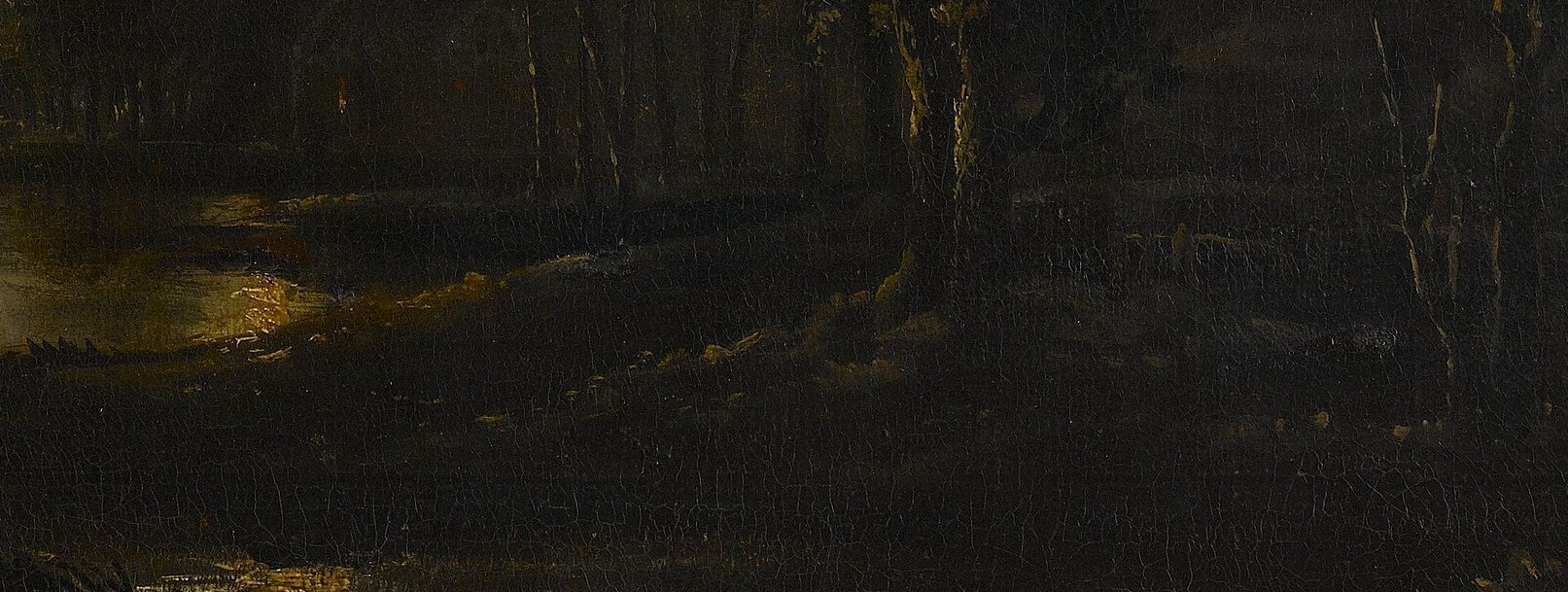 He built the shimmer in thin oil glazes: blue painted over dry blue.