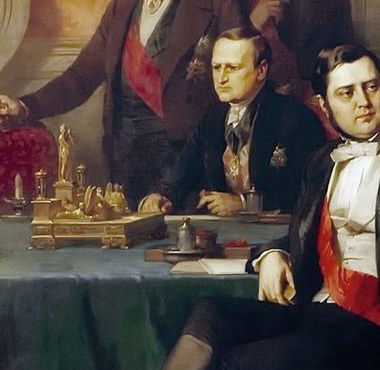 The central figure, Count Cavour, represented Sardinia.