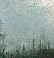 A majestic sailing vessel, hinting at the era's maritime trade and travel.